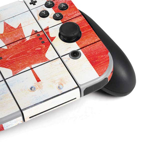 Canada Flag Light Wood Nintendo Switch OLED (2021) Skin